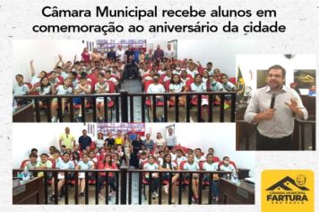 CÂMARA MUNICIPAL RECEBE ALUNOS EM COMEMORAÇÃO AO ANIVERSÁRIO DA CIDADE