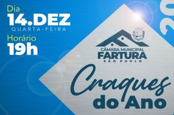 Sessão Solene de Entrega dos Troféus Craques do Ano será dia 14/12