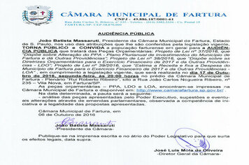 Audiência Pública para discussão do Orçamento para 2017