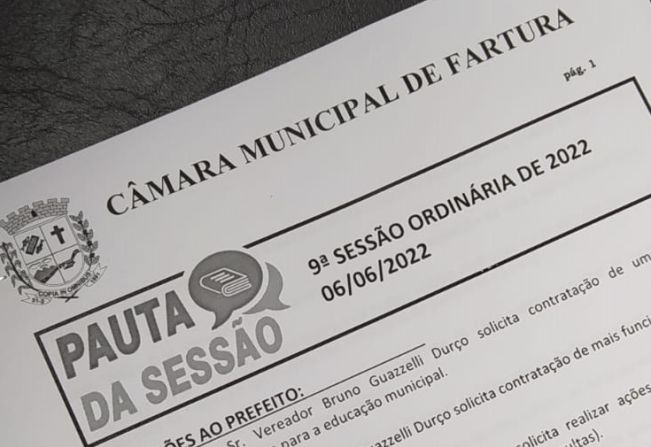 Pauta para a 09ª Sessão Ordinária de 2022