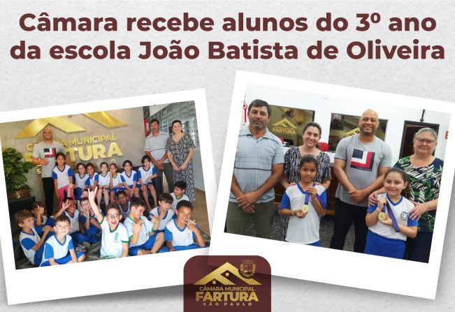 CÂMARA MUNICIPAL RECEBE ALUNOS DO 3º ANO DA ESCOLA JOÃO BATISTA DE OLIVEIRA 